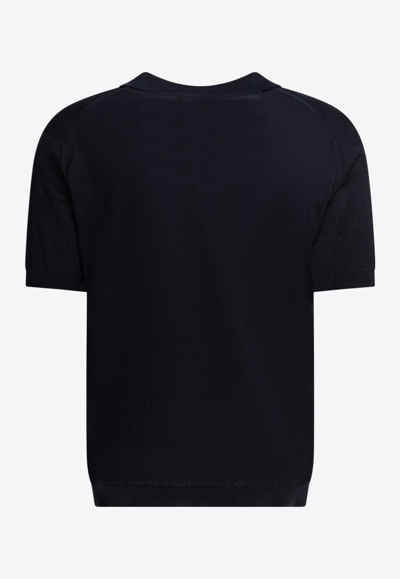 John Smedley Noah V-neck Polo T-shirt Blue NOAHNAVY_78923