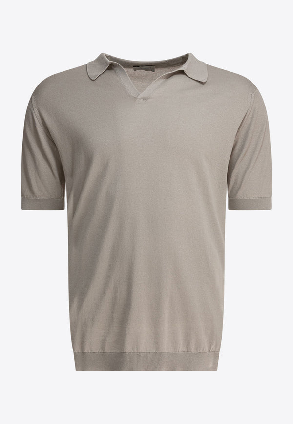 John Smedley Noah V-neck Polo T-shirt Gray NOAHPARCHMENT_78920