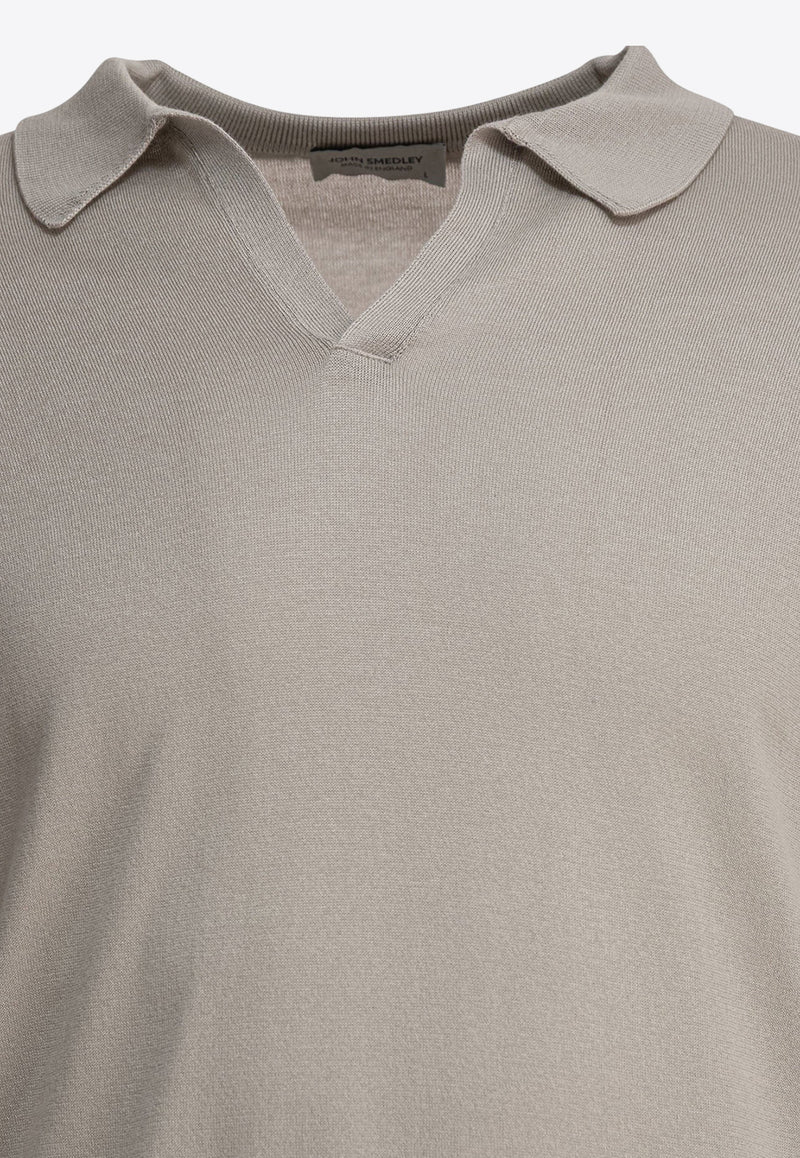 John Smedley Noah V-neck Polo T-shirt Gray NOAHPARCHMENT_78920