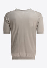 John Smedley Noah V-neck Polo T-shirt Gray NOAHPARCHMENT_78920