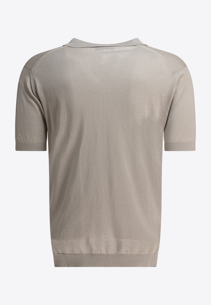 John Smedley Noah V-neck Polo T-shirt Gray NOAHPARCHMENT_78920