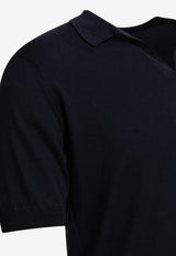 John Smedley Noah V-neck Polo T-shirt Blue NOAHNAVY_78923