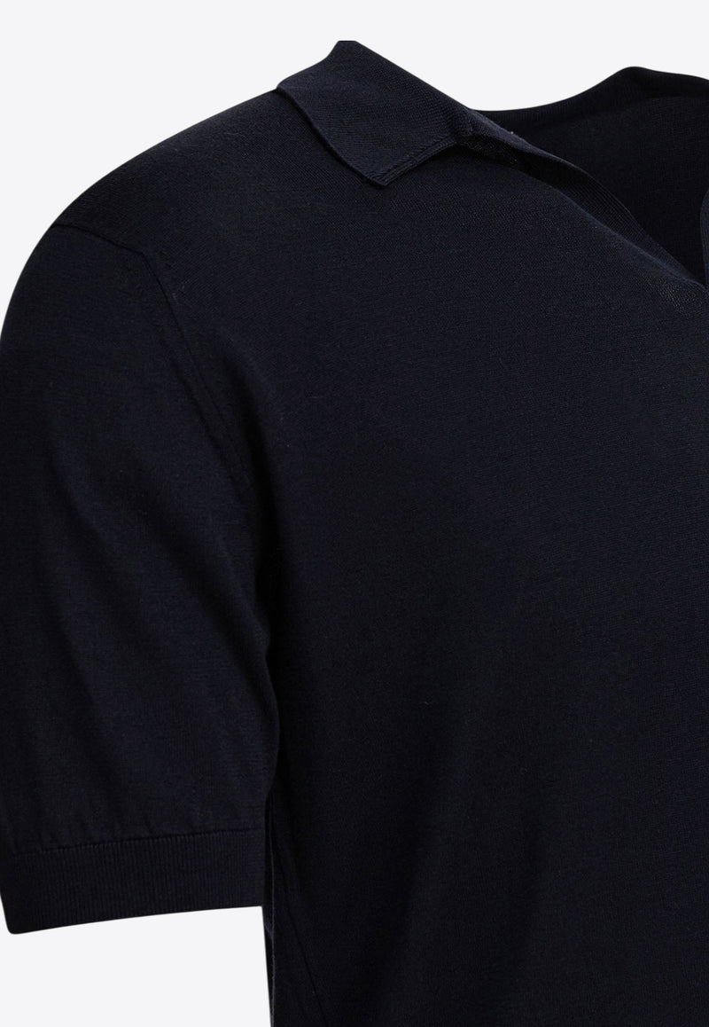 John Smedley Noah V-neck Polo T-shirt Blue NOAHNAVY_78923