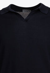 John Smedley Noah V-neck Polo T-shirt Blue NOAHNAVY_78923