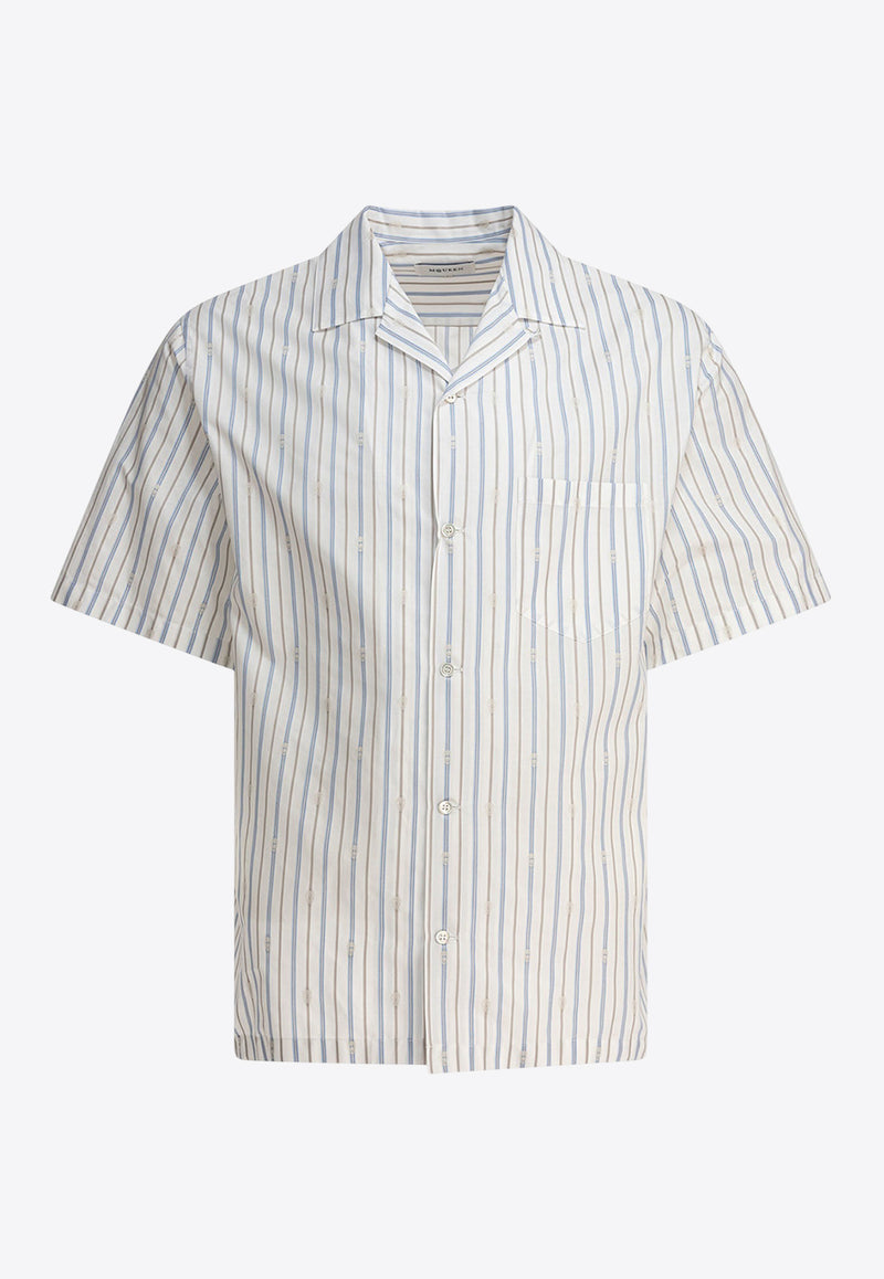 Alexander McQueen Logo Striped Short-Sleeved Shirt 828641QNAA49216_79109