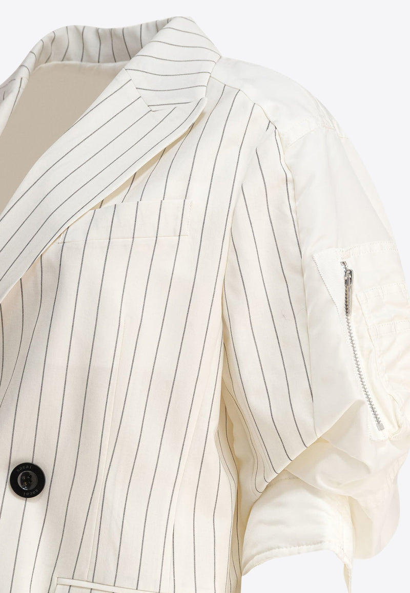Sacai Pinstripe Double-Breasted Blazer White 25-07796817_79034