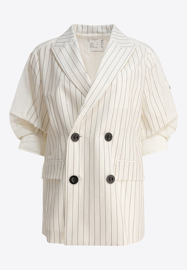 Sacai Pinstripe Double-Breasted Blazer White 25-07796817_79034