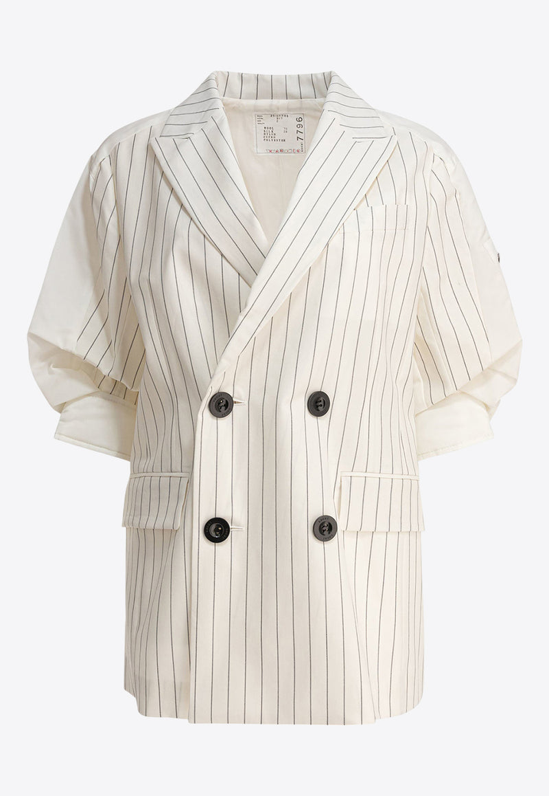 Sacai Pinstripe Double-Breasted Blazer White 25-07796817_79034