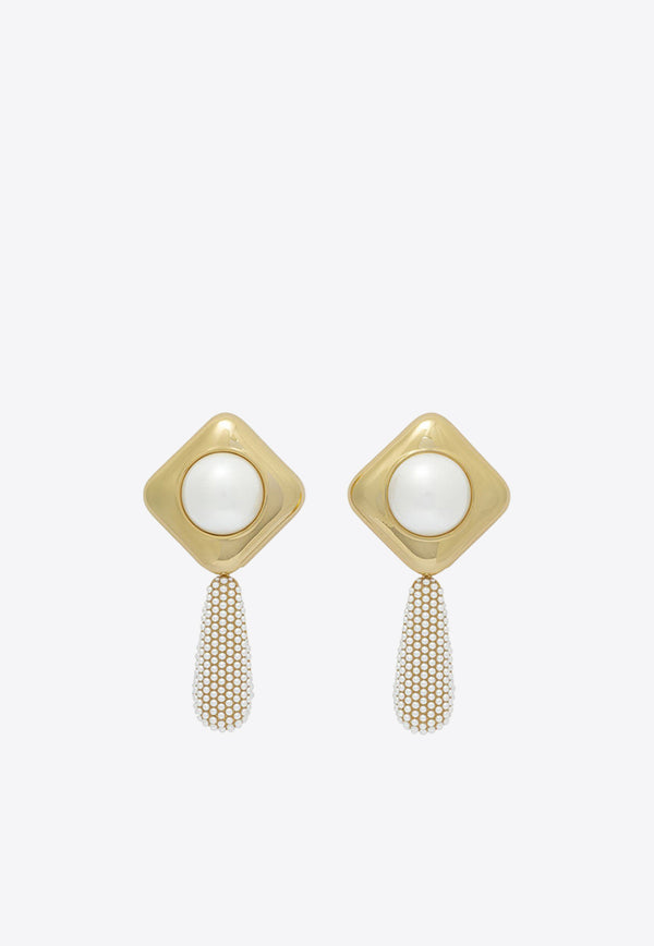 Self-Portrait Pearl Crystal Bar Earrings Gold SS25-621E-GDGOLD_79056