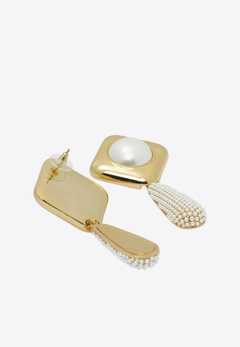 Self-Portrait Pearl Crystal Bar Earrings Gold SS25-621E-GDGOLD_79056