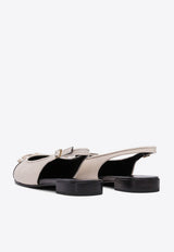 Tory Burch Cap-Toe Bow Embellished Slingback Flats White 166592100_79142