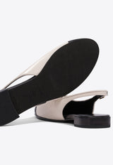 Tory Burch Cap-Toe Bow Embellished Slingback Flats White 166592100_79142