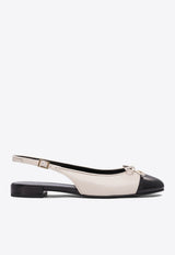 Tory Burch Cap-Toe Bow Embellished Slingback Flats White 166592100_79142