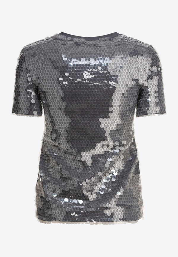 Sportmax Kibbutz Sequined T-shirt 2512941062600KIBBUTZ005_79185 Silver