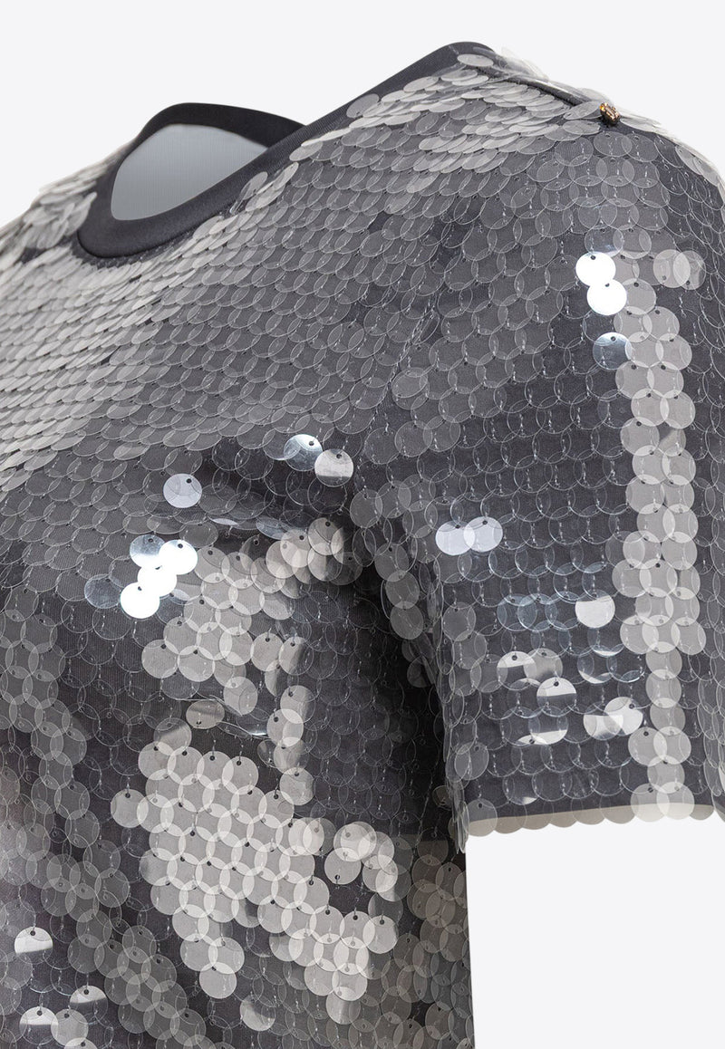 Sportmax Kibbutz Sequined T-shirt 2512941062600KIBBUTZ005_79185 Silver