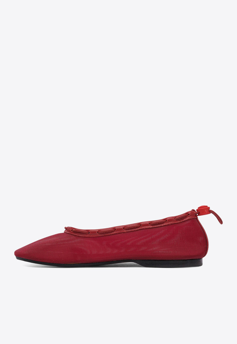 ALOHAS Gill Mesh Drawstring Ballet Flats Red S10058604_79229