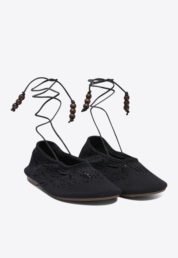 ALOHAS Rosemary Crochet Knit Ballet Flats Black S10065601_79199