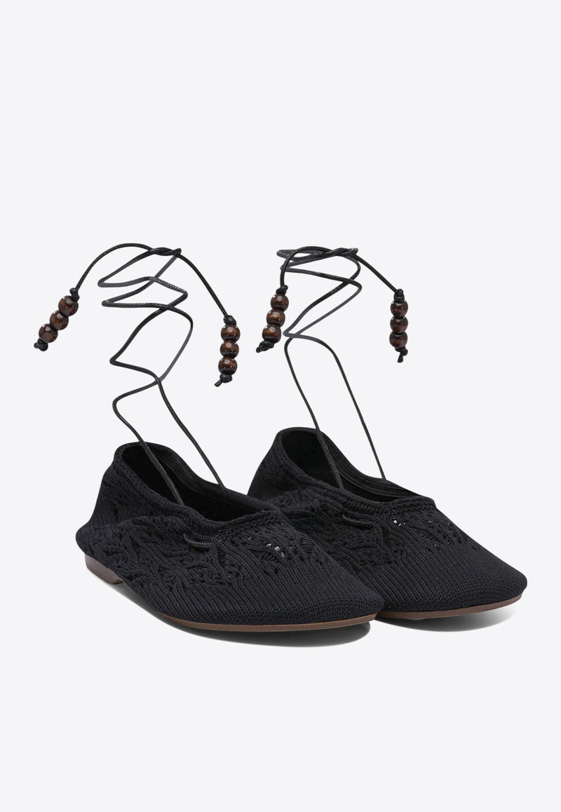 ALOHAS Rosemary Crochet Knit Ballet Flats Black S10065601_79199