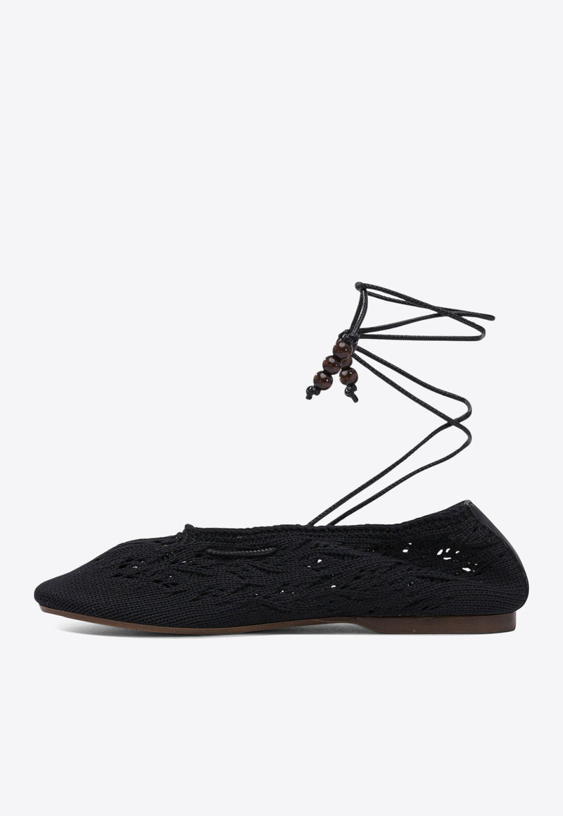 ALOHAS Rosemary Crochet Knit Ballet Flats Black S10065601_79199