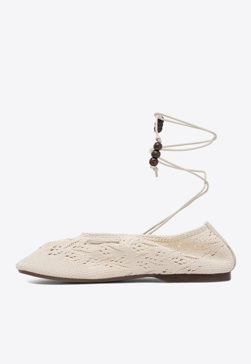 ALOHAS Rosemary Crochet Knit Ballet Flats Cream S10065602_79201