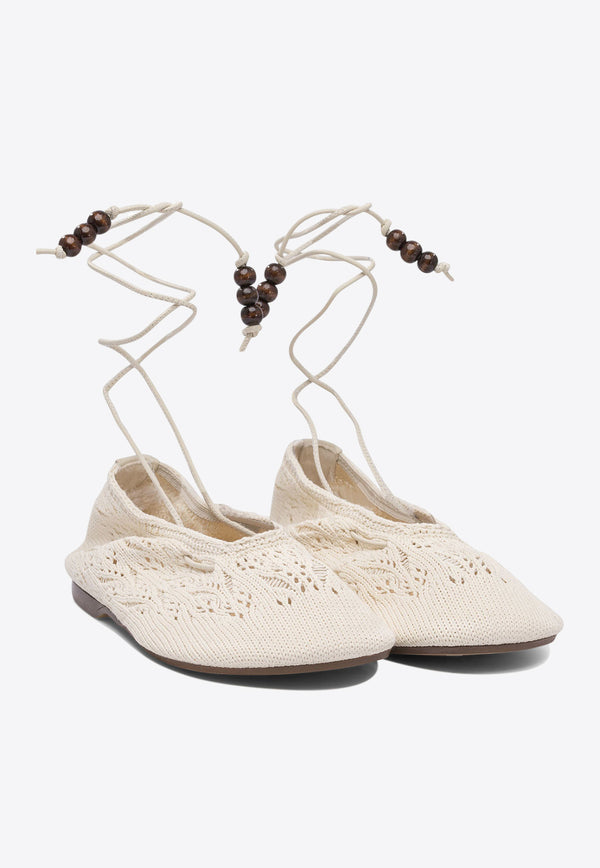 ALOHAS Rosemary Crochet Knit Ballet Flats Cream S10065602_79201