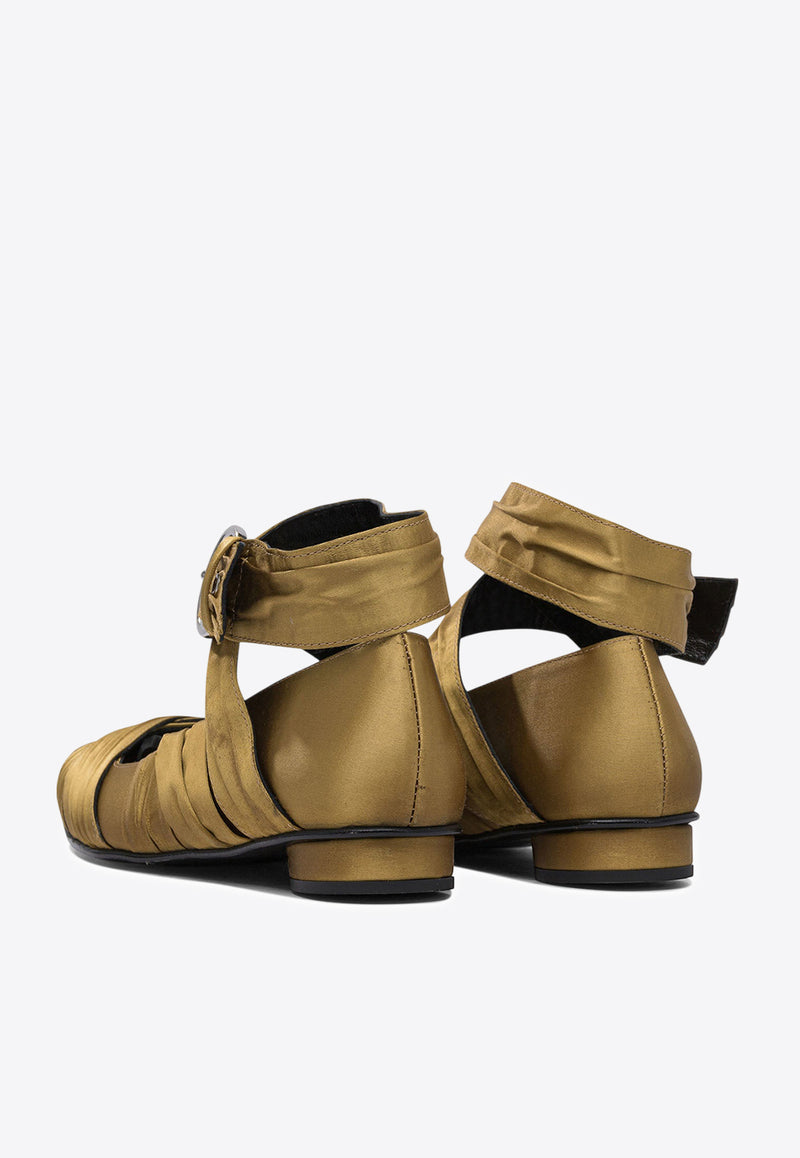 ALOHAS Volant Silk Ballet Flats Gold S10075003_79227