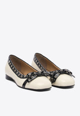 GANNI Eyelets Bow Ballet Flats S2929135_79246 White