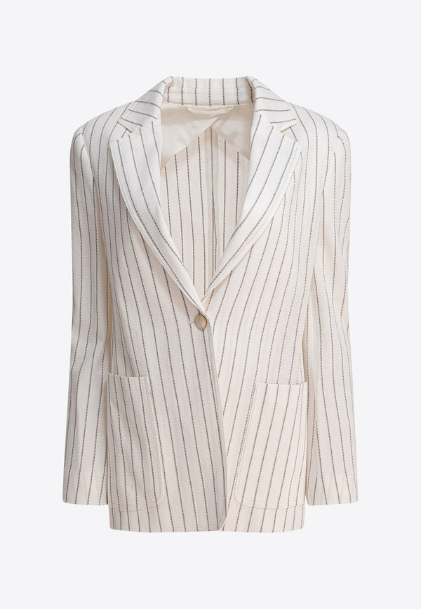 Max Mara Jadi Single-Breasted Striped Blazer White 2511911022600JADI001_79258