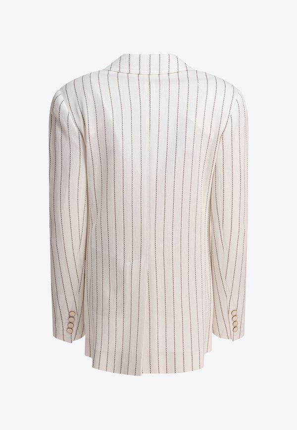 Max Mara Jadi Single-Breasted Striped Blazer White 2511911022600JADI001_79258