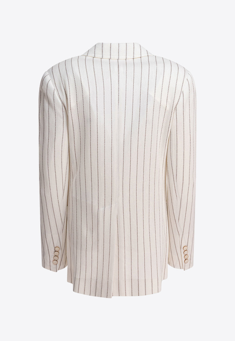 Max Mara Jadi Single-Breasted Striped Blazer White 2511911022600JADI001_79258