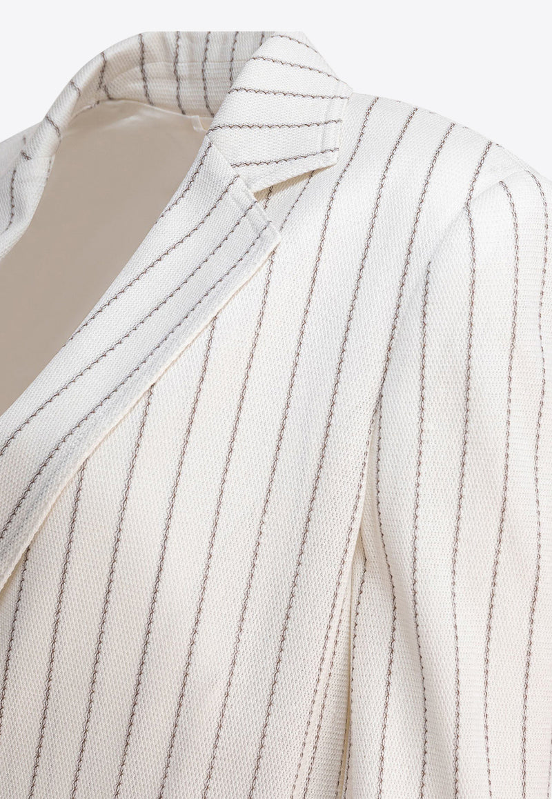 Max Mara Jadi Single-Breasted Striped Blazer White 2511911022600JADI001_79258