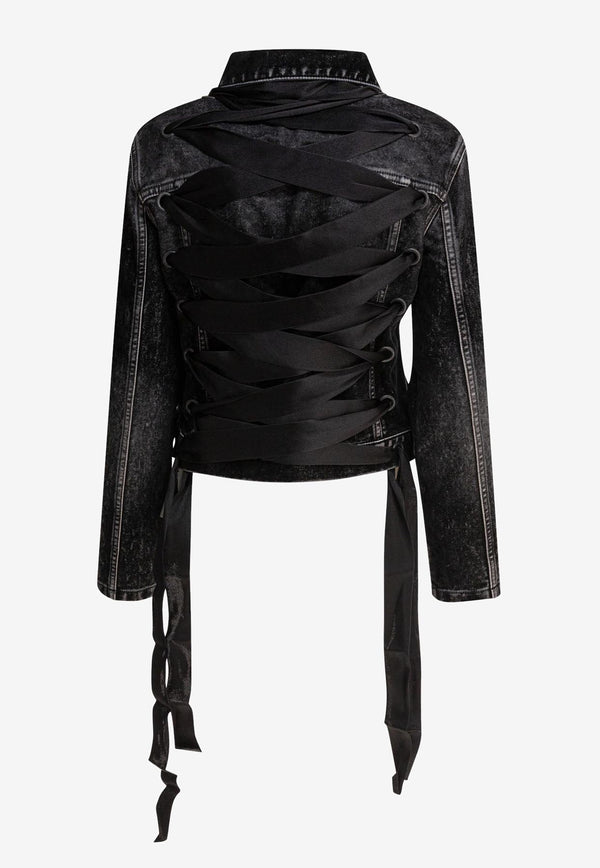 Balenciaga Cropped Denim Jacket Black 831697TSW651963_79327