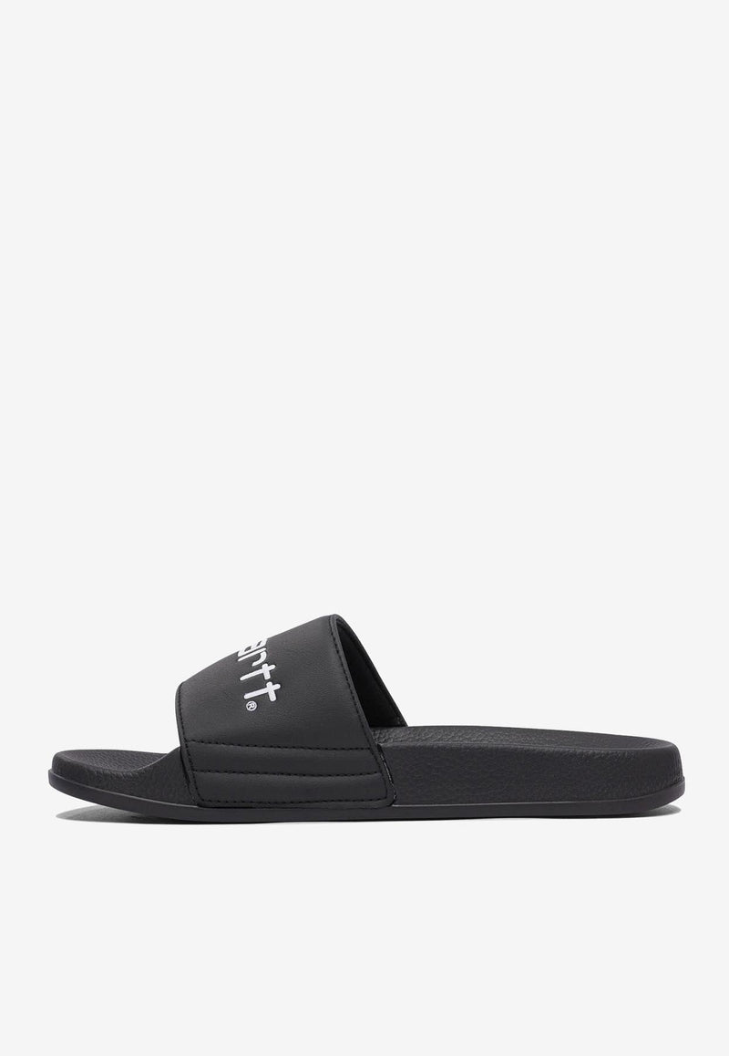 Carhartt Wip Logo Debossed Rubber Slides Black I0346150D2.XX.4U_79277_TH