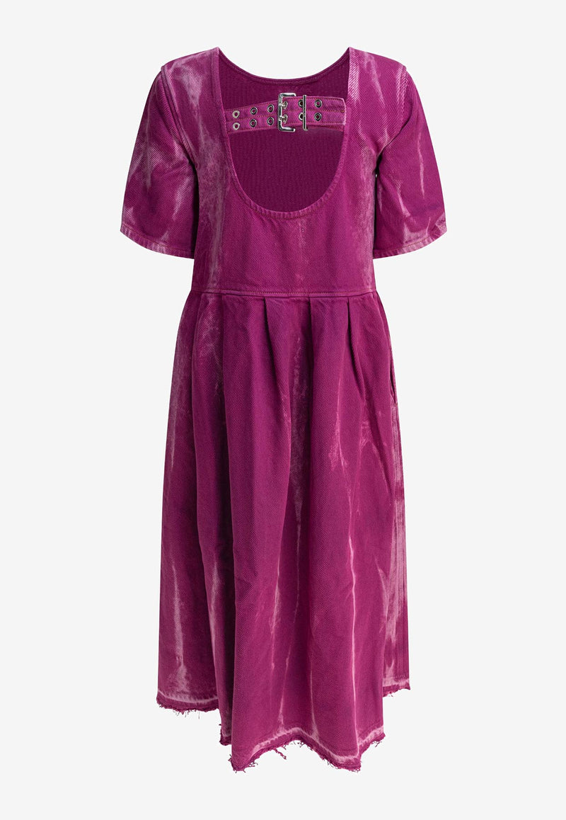 GANNI Overdyed Denim Open-Back Midi Dress Purple J1672088_79282