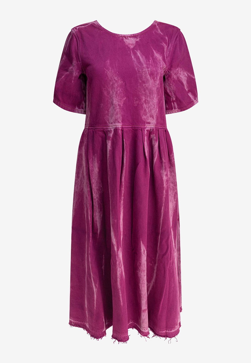 GANNI Overdyed Denim Open-Back Midi Dress Purple J1672088_79282