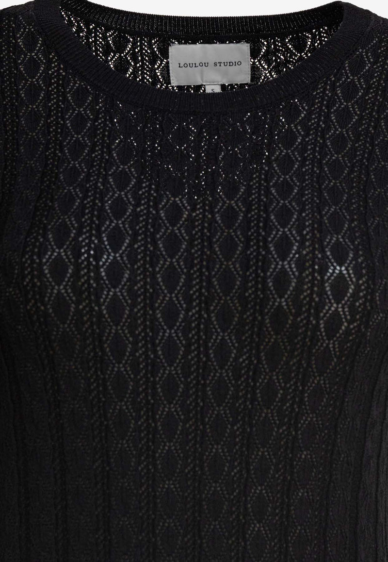 Loulou Studio Perforated Midi Dress Black ARUBABLACK_79303