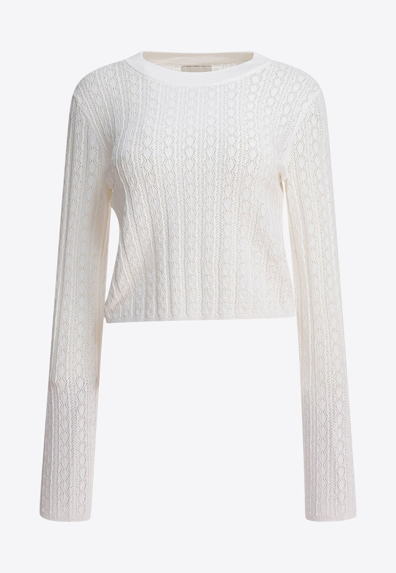 Loulou Studio Tinos Ribbed Knit Cropped Sweater Ivory TINOSIVORY_79338