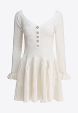 Self-Portrait Ribbed Mini Dress White SS25-015S-WWHITE_79317