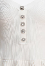 Self-Portrait Ribbed Mini Dress White SS25-015S-WWHITE_79317