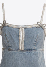 Self-Portrait Pearl Mini Denim Dress Blue SS25-808S-BLLIGHT BLUE_79356