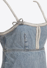 Self-Portrait Pearl Mini Denim Dress Blue SS25-808S-BLLIGHT BLUE_79356