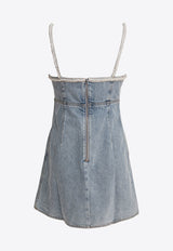 Self-Portrait Pearl Mini Denim Dress Blue SS25-808S-BLLIGHT BLUE_79356
