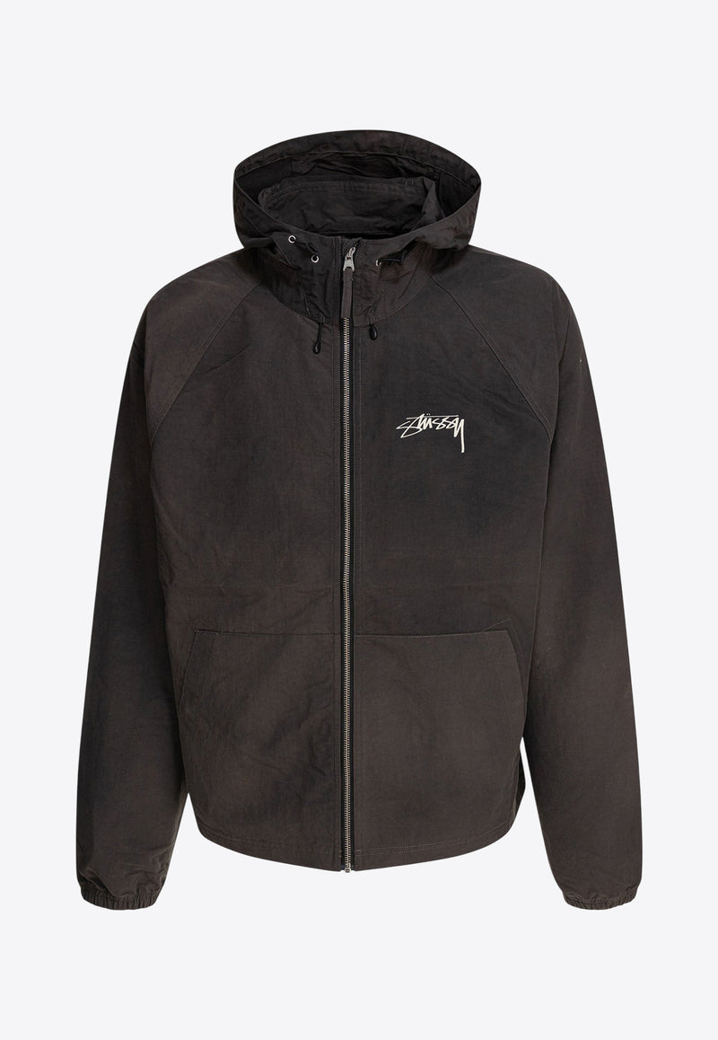 Stüssy Logo Print Zip-Up Jacket Black 1157450001 BLACK_79312
