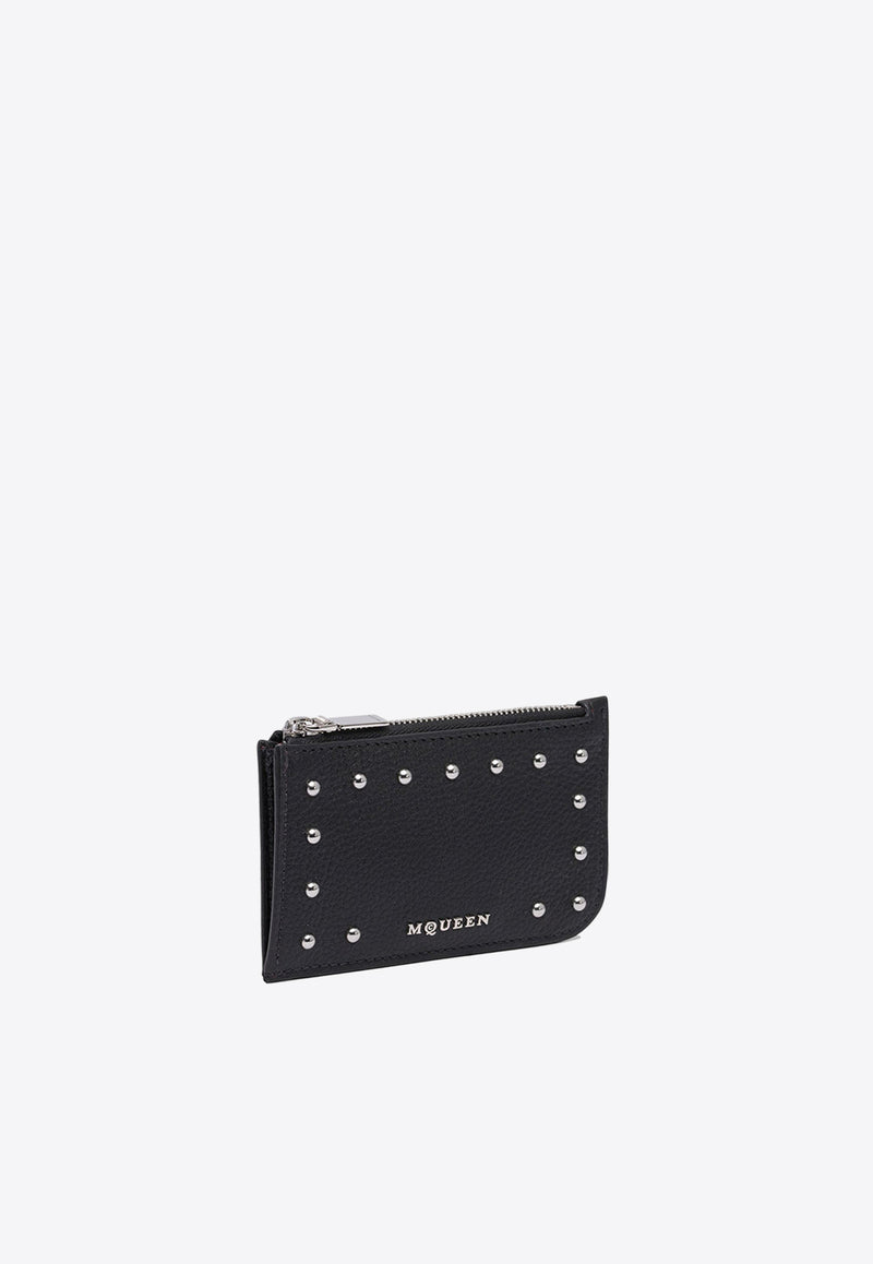 Alexander McQueen Studded Logo Lettering Leather Cardholder 813546AXZ111000_79459