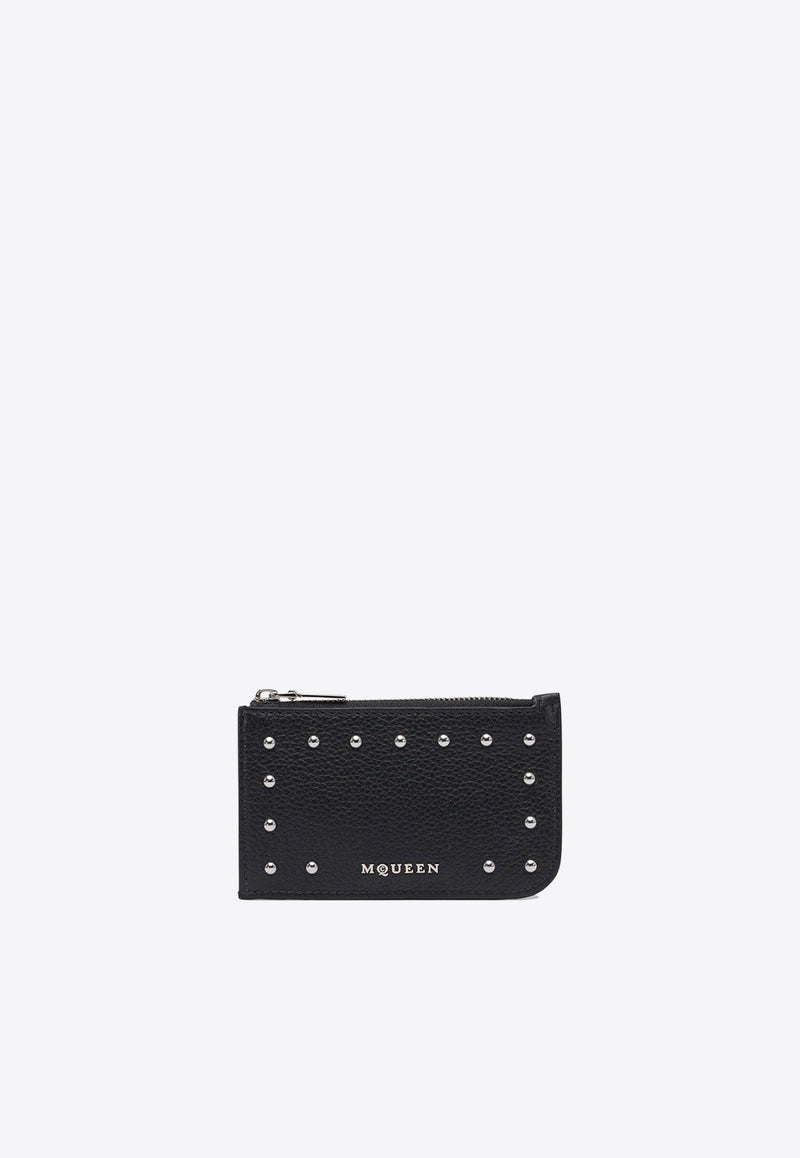 Alexander McQueen Studded Logo Lettering Leather Cardholder 813546AXZ111000_79459