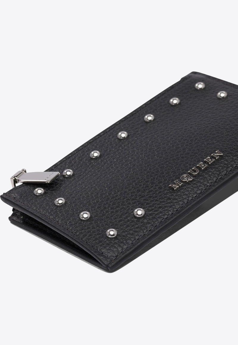 Alexander McQueen Studded Logo Lettering Leather Cardholder 813546AXZ111000_79459