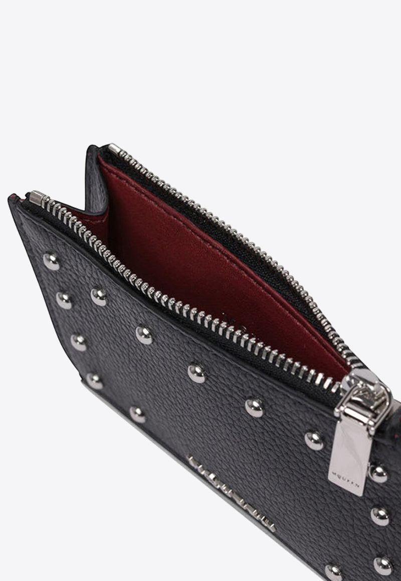 Alexander McQueen Studded Logo Lettering Leather Cardholder 813546AXZ111000_79459