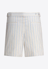 Alexander McQueen Skull Logo Striped Shorts 821188QNAA49216_79503