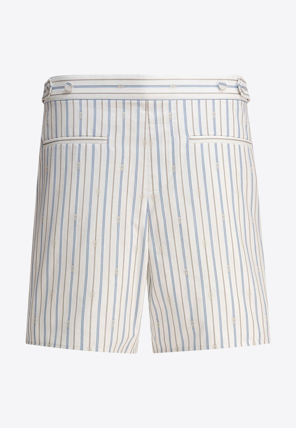 Alexander McQueen Skull Logo Striped Shorts 821188QNAA49216_79503