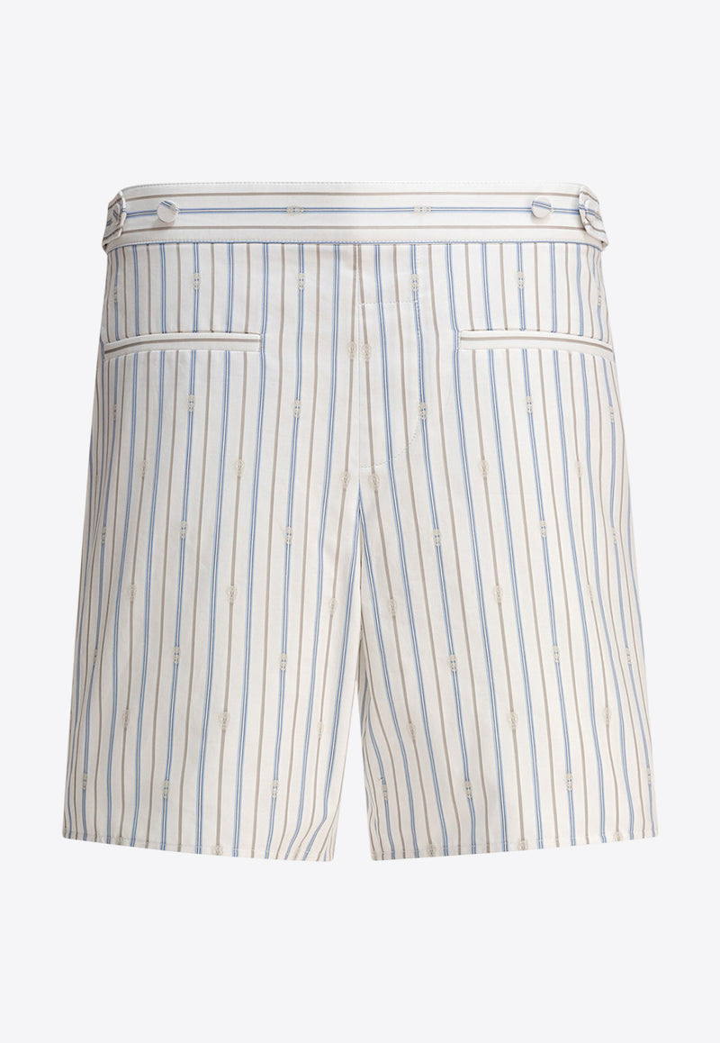 Alexander McQueen Skull Logo Striped Shorts 821188QNAA49216_79503